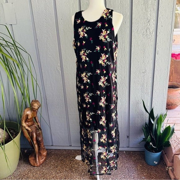 Vince Camuto Large Sleeveless Maxi Embroidered Floral Dress Spring Tropical - Picture 14 of 16
